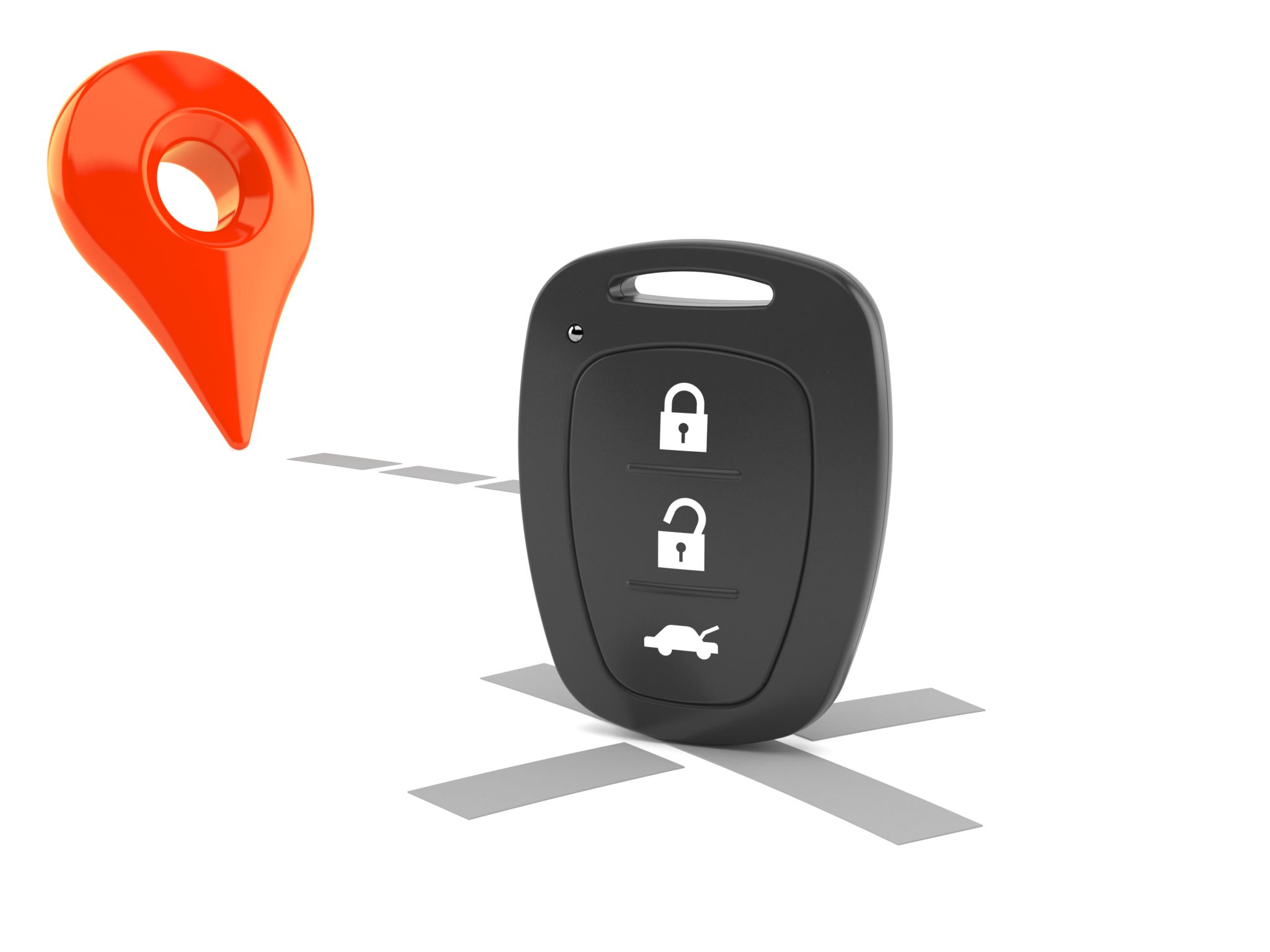 Car remote key with position marker Car remote key with position marker
