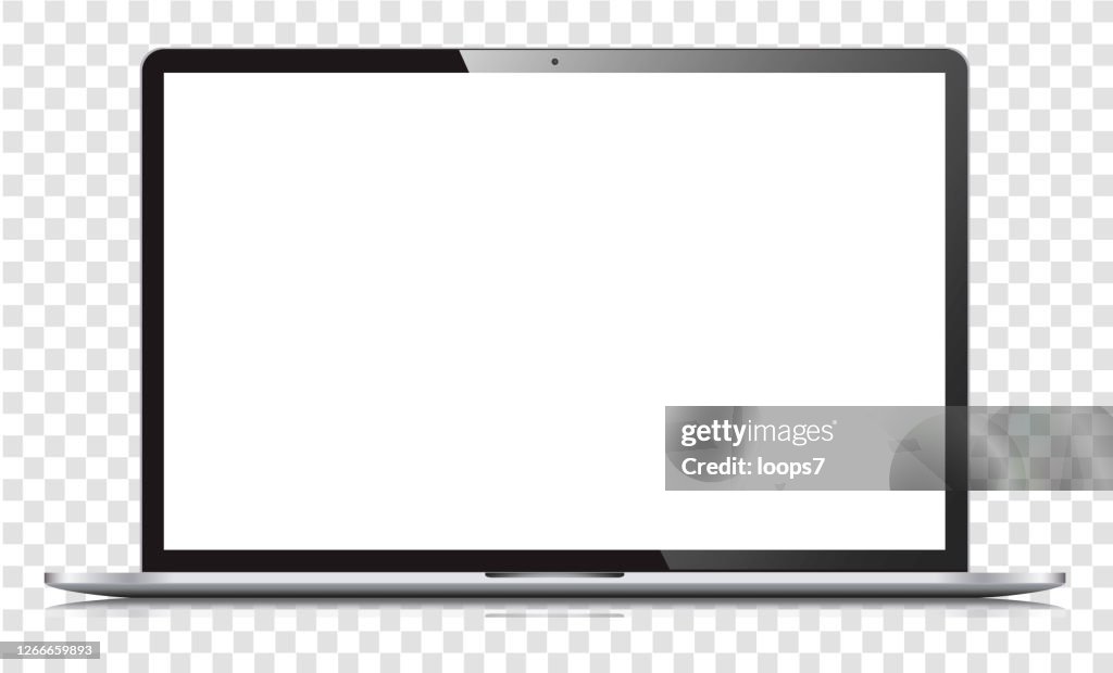 Ordinateur portable blanc blanc vide d’écran isolé