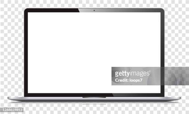 illustrazioni stock, clip art, cartoni animati e icone di tendenza di laptop a schermo bianco vuoto isolato - dispositivo informatico portatile