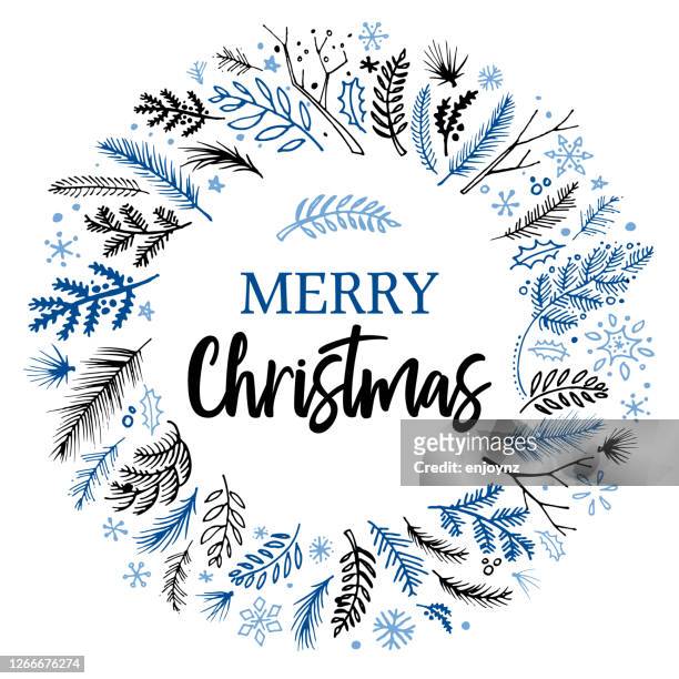 christmas wreath sketched vector - wreath stock illustrations