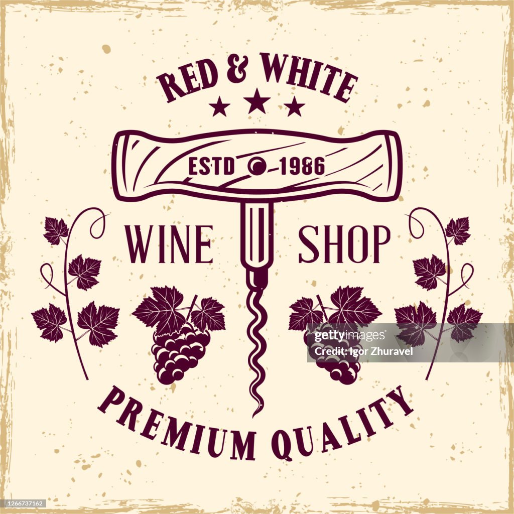 Corkscrew Labels Corkscrew Vector Colored Emblem Label Badge Or Logo In Vintage Style ...