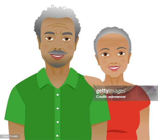 elderly man and woman - curly hair stock illustrations