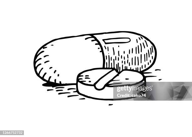 hand drawn pills - opioids stock illustrations