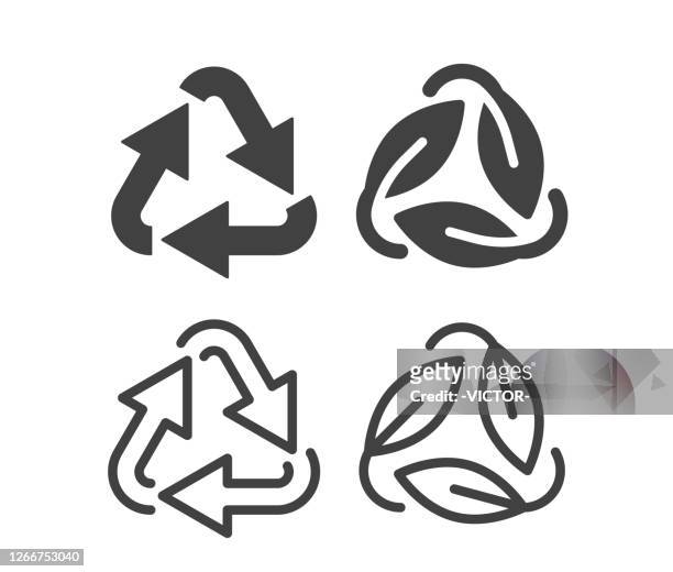 recycling - illustration icons - recycling symbol stock illustrations