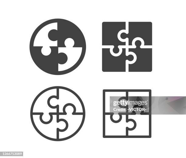 puzzle - illustration icons - kompatibilität stock-grafiken, -clipart, -cartoons und -symbole