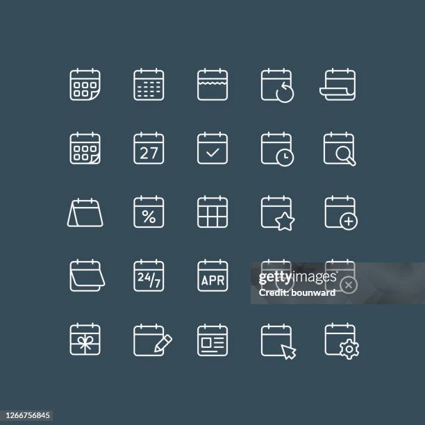 calendar line icons editable stroke - newspaper tear stock illustrations