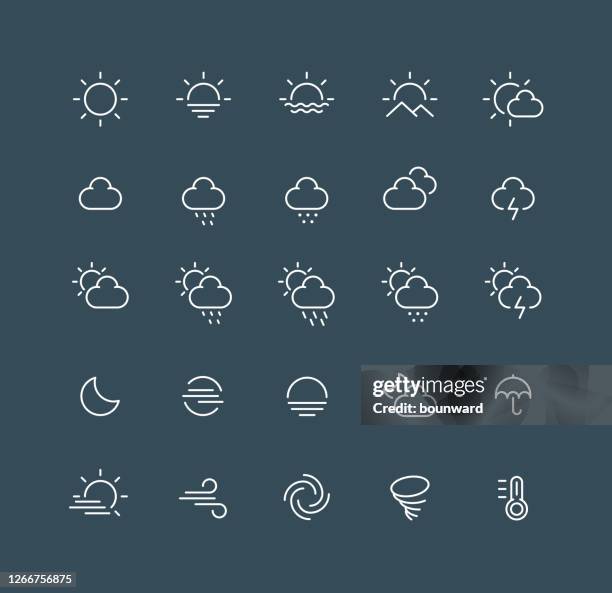 stockillustraties, clipart, cartoons en iconen met weerlijnpictogrammen bewerkbare lijn - dag