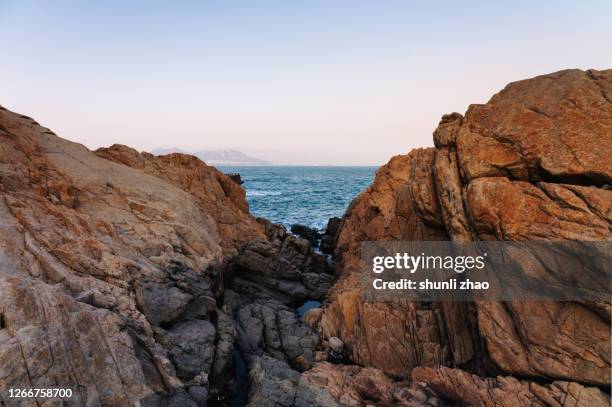 rocky coastline - cliff texture stockfoto's en -beelden