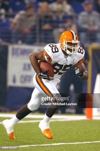 Richard Alston of the Cleveland Browns runs with the ball during a NFL football game against the Baltimore Ravens on November 7, 2004 at M & T Bank...