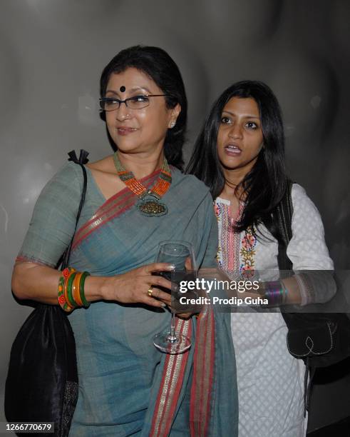 Aparna Sen and Konkona Sen Sharma attend the IIFW 's cocktail party on March 15,2010 in Mumbai,India