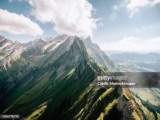 mountain ridge in appenzellerland canton - schweiz stock-fotos und bilder