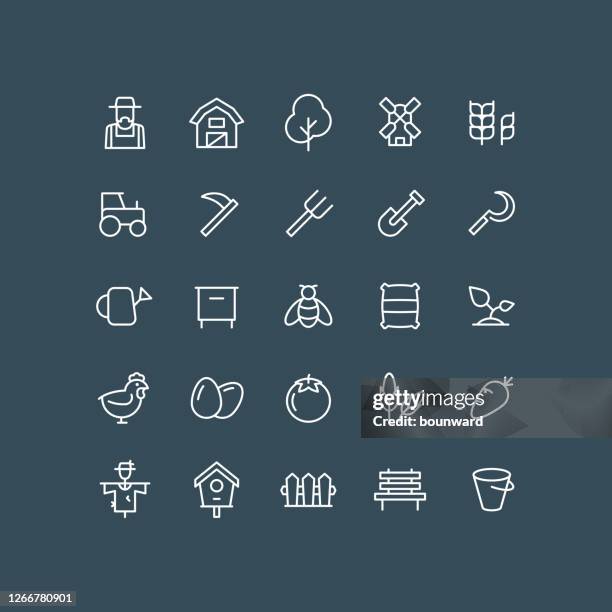 farm line icons editable stroke - sichel stock-grafiken, -clipart, -cartoons und -symbole