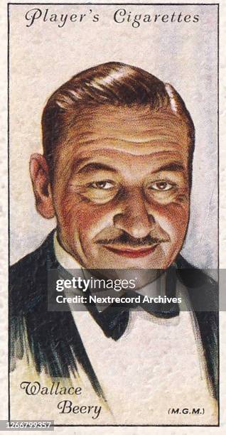Collectible Player's tobacco card, Film Stars series, published in 1934, depicting glamorous Hollywood cinema stars, here Wallace Beery of MGM...