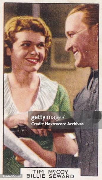 Collectible Gallaher tobacco card, Film Partners series, published 1935, depicting Hollywood and British film stars as romantic couples in stills...