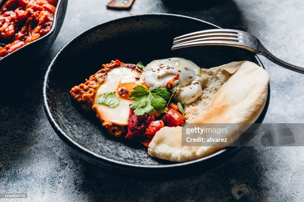 Fresh Shakshouka served in plate