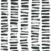 Set of short single horizontal uneven irregular messy hand-painted lines on a white piece of paper - vector file with isolated objects with visible brush strokes and imperfections