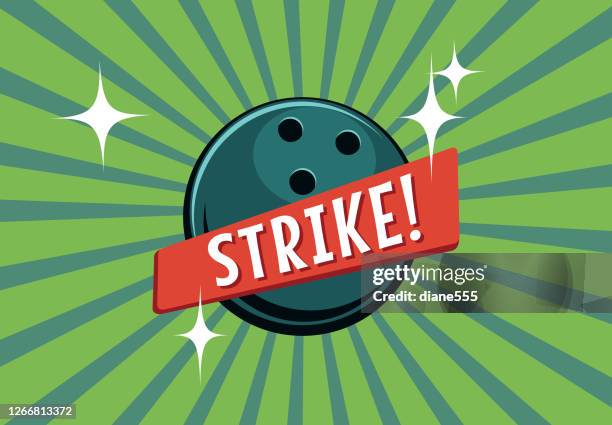 retro style bowling tournament banner - bowling alley background stock illustrations