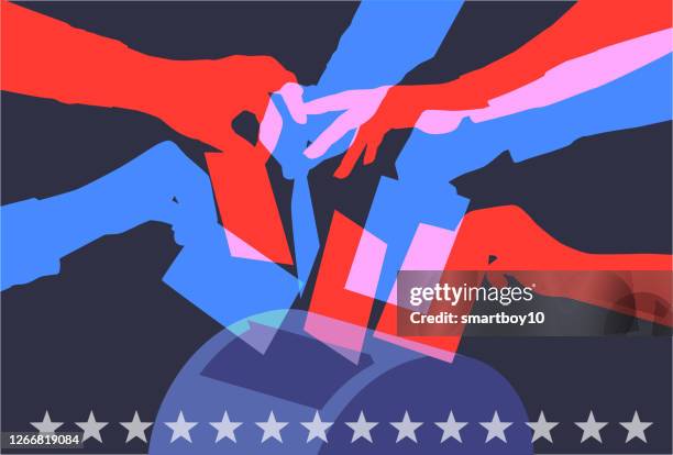 ilustrações, clipart, desenhos animados e ícones de votação por correio dos eua - comício político