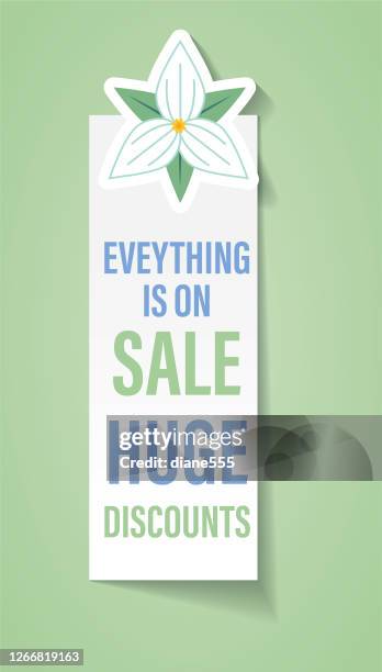 cute flower store banners and sale stickers - trillium stock illustrations