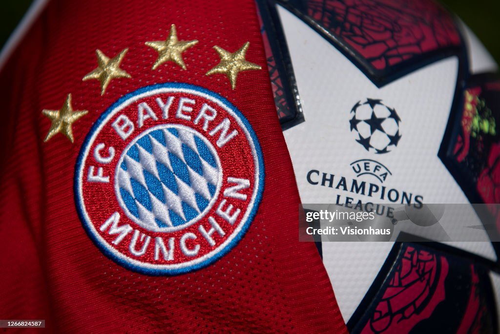 The FC Bayern Munich Club Badge and UEFA Champions League Match Ball