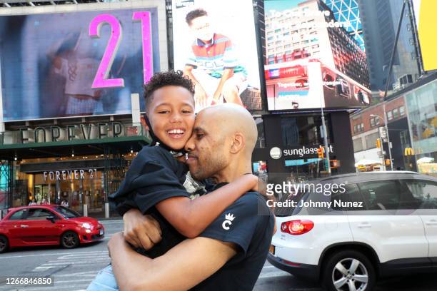 Caiden The Crown Holder and Consequence attend the Caiden The Crown Holder & Consequence #AllTheDrip release in Times Square on August 17, 2020 in...