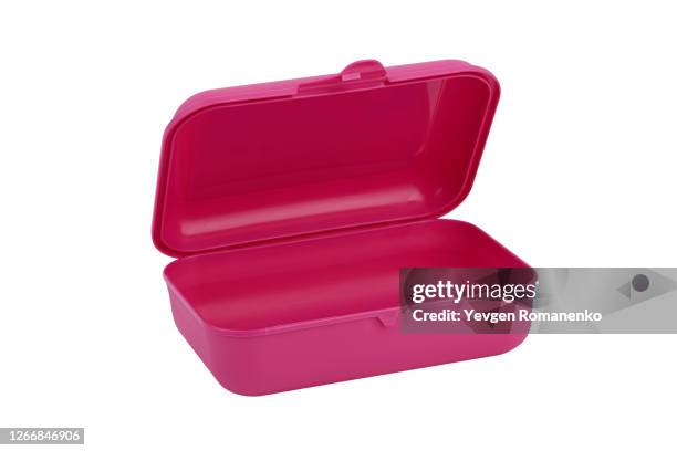plastic lunch box isolated on white background - lunchlåda bildbanksfoton och bilder