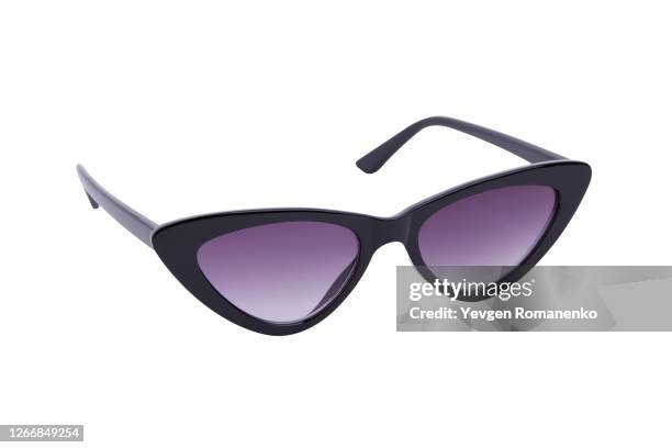 black sunglasses isolated on a white background - occhiali da sole foto e immagini stock