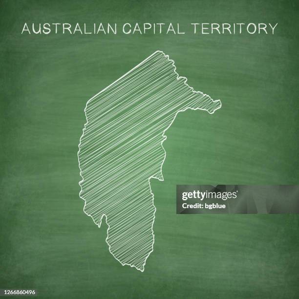australian capital territory map drawn on chalkboard - blackboard - canberra map stock illustrations