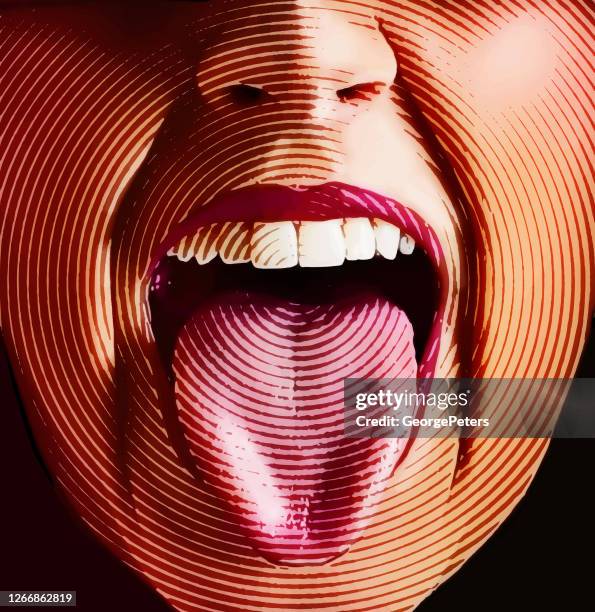 woman's mouth laughing and smiling - tongue stock illustrations