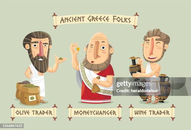 illustrations, cliparts, dessins animés et icônes de ensemble de personnages de la grèce antique - grèce antique