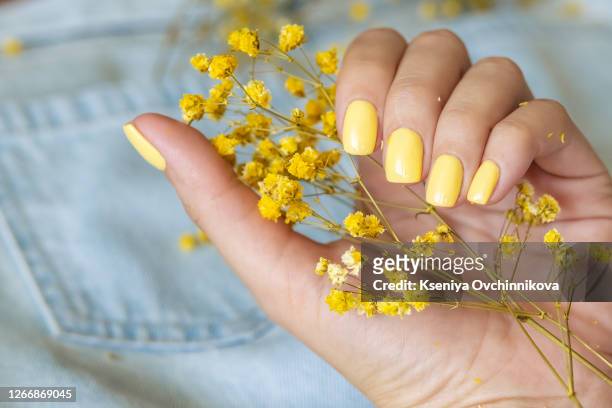 beautiful woman's nails with beautiful manicure. studio shot - vernis à ongles photos et images de collection