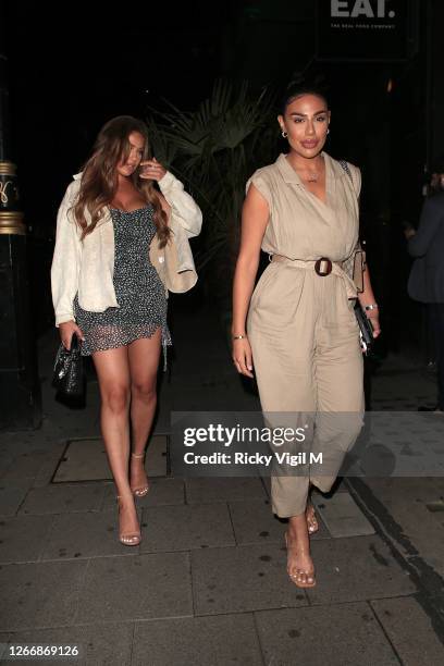 Anna Vakili and Mandi Vakili seen on a night out at Amazonico in Mayfair on August 17, 2020 in London, England.