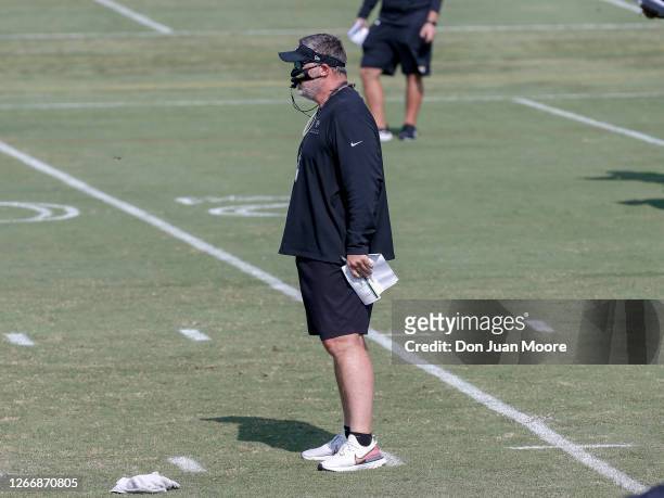Head Coach Doug Marrone of the Jacksonville Jaguars during training camp at Dream Finders Home Practice Fields on August 17, 2020 in Jacksonville,...