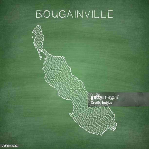 ilustraciones, imágenes clip art, dibujos animados e iconos de stock de mapa de bougainville dibujado en pizarra - blackboard - bougainville
