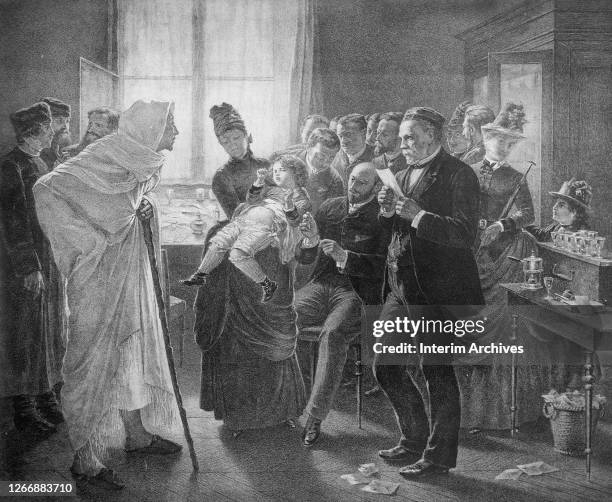 An illustration shows French biologist Louis Pasteur , right, supervising as an anti-rabies vaccination is given at the Pasteur Institute in Paris,...