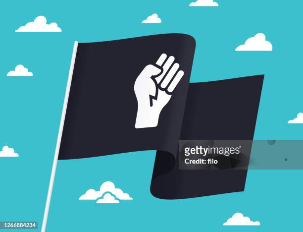 illustrazioni stock, clip art, cartoni animati e icone di tendenza di bandiera black power fist - tenere in aria