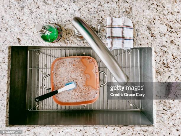 dirty pot in sink - dirty sink stock pictures, royalty-free photos & images