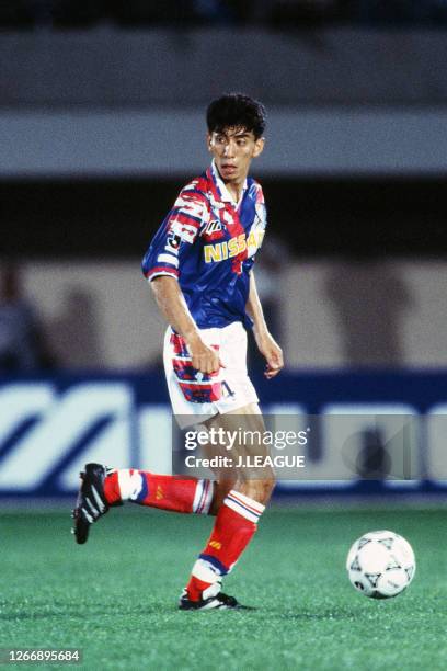 Masami Ihara of Yokohama Marinos in action during the J.League Suntory Series match between Yokohama Marinos and Yokohama Flugels at the Hiratsuka...