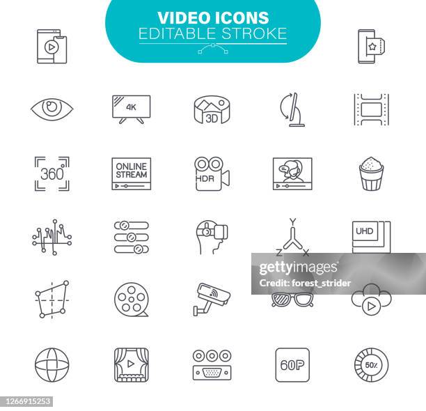 video icons. set contains such icon as television set; technology; smart phone - retail display stock illustrations