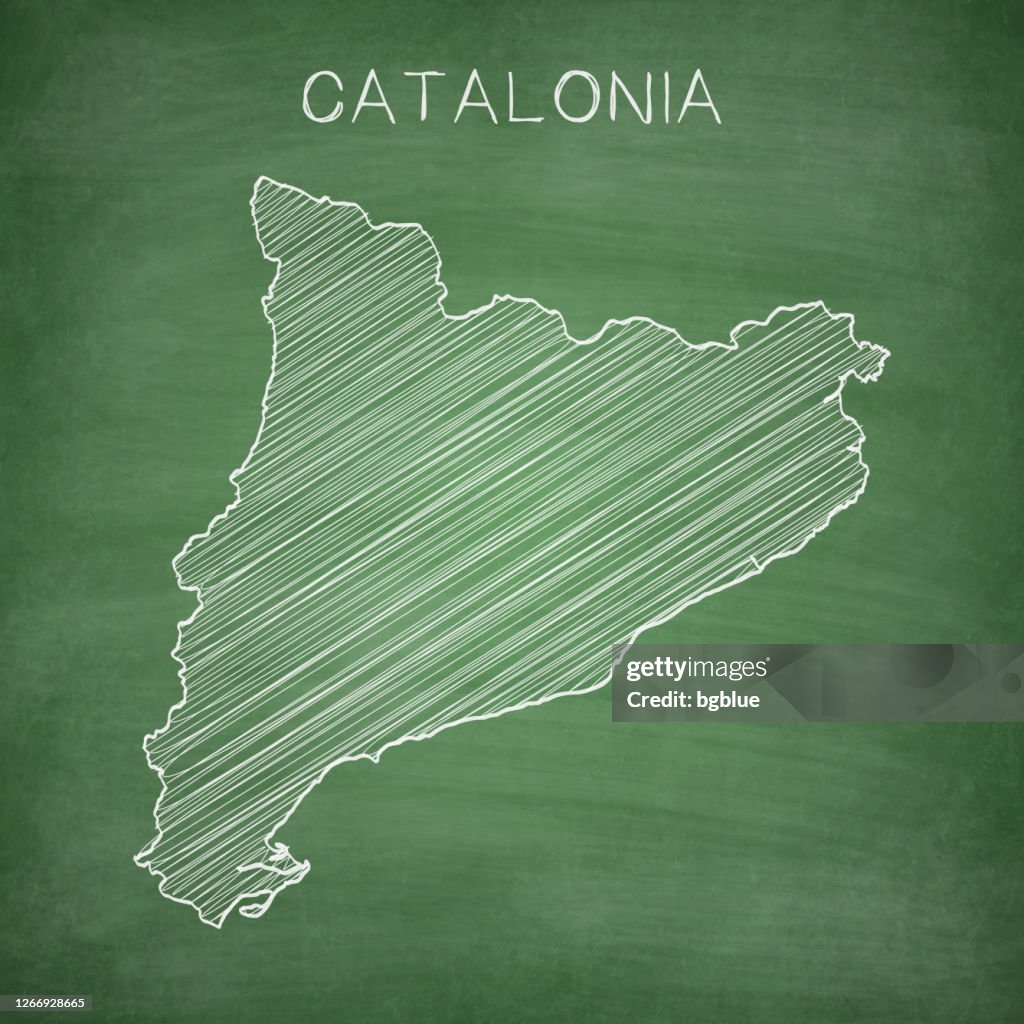 Catalonia map drawn on chalkboard - Blackboard