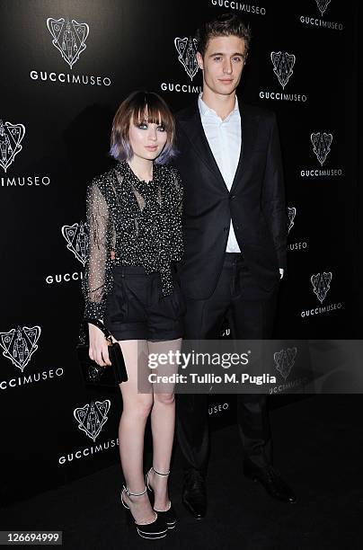 Actors Emily Browning and Max Irons attend the Gucci Museum opening on September 26, 2011 in Florence, Italy.