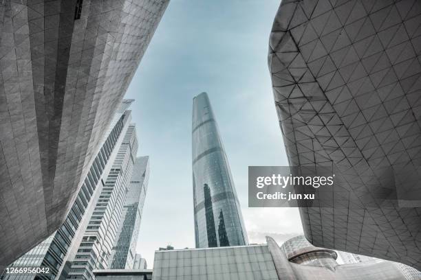 guangzhou commercial building facade space platform road, 3d rendering - guangzhou stock pictures, royalty-free photos & images