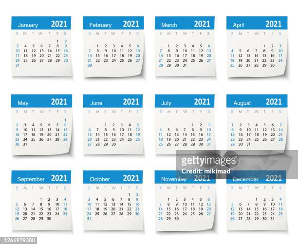 stockillustraties, clipart, cartoons en iconen met kalender 2021 vector ontwerp template week start op zondag, geïsoleerd op een witte achtergrond. kalenderpapier blad. - 2021