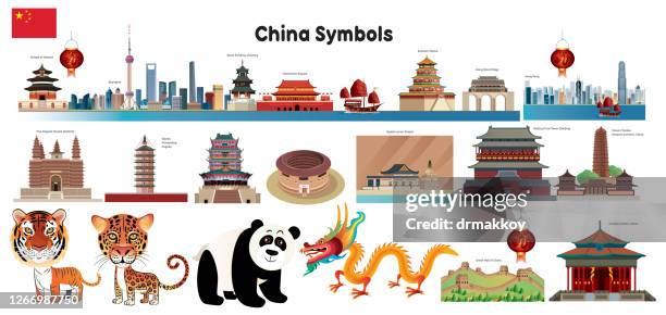 china symbols - great wall of china stock illustrations