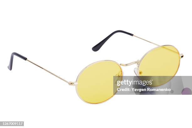 yellow sunglasses isolated on a white background - pair stock photos et images de collection