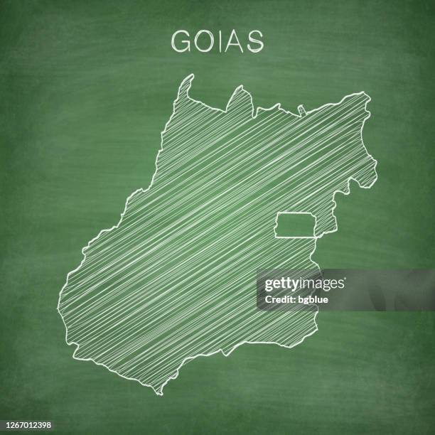 ilustraciones, imágenes clip art, dibujos animados e iconos de stock de mapa de goias dibujado en pizarra - blackboard - goiania