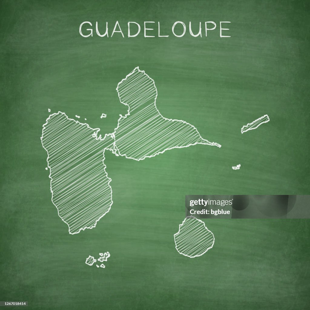 Guadeloupe map drawn on chalkboard - Blackboard