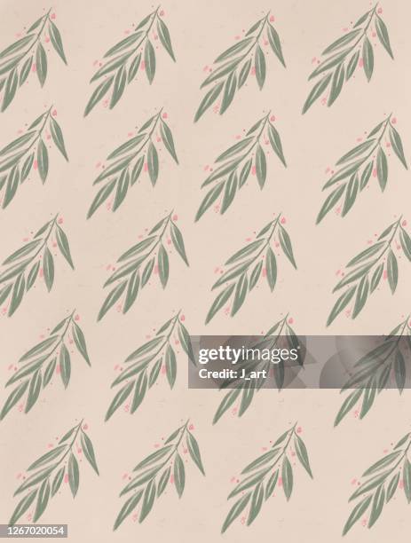 olive branch pattern. - olivenzweig stock-fotos und bilder