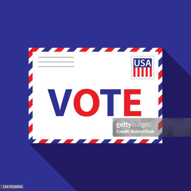 patriotic vote envelope - voting by mail stock illustrations