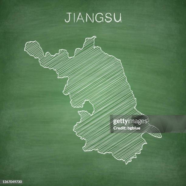 jiangsu map drawn on chalkboard - blackboard - nanjing stock illustrations